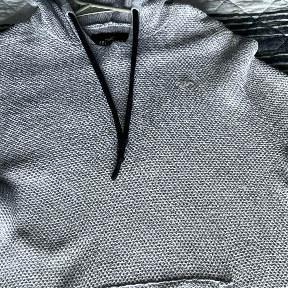 S Hollister Knit Hoodie – Light Gray